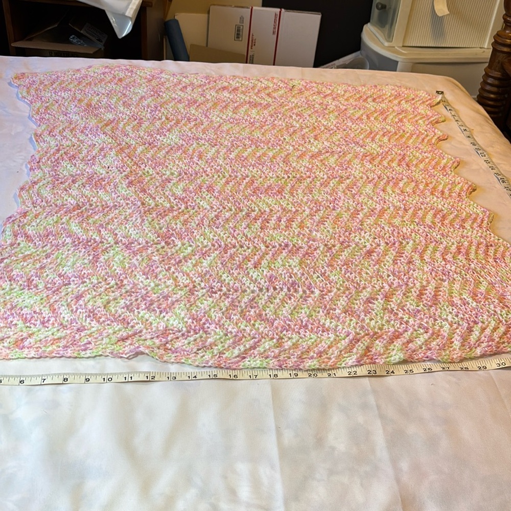 Handmade Crocheted Baby Blanket Afghan Size Approximately 35” x 37”